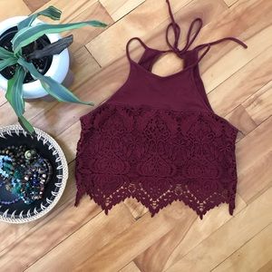 Burgundy halter crop top
